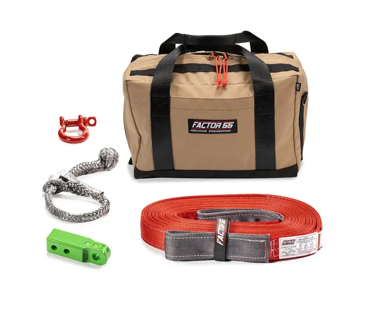 Tan Factor 55 Off-Road Vehicle Recovery Kit with Winch Accessories for Owhe Vehicle Recovery
