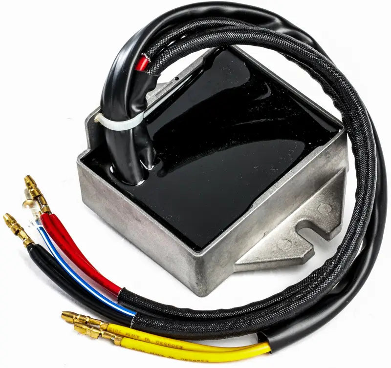 Black 10-001H regulator rectifier with wires, comes with 1-year warranty