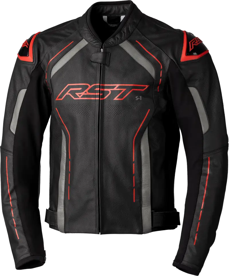 102977RED-50 Rst S1 Ce Jacket Black/Grey/Red Leather 3Xl - RV and Auto Parts