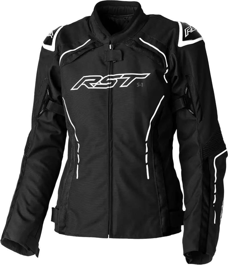 103056WHI-12 Rst Ladies S1 Ce Jacket Black/White Textile Md - RV and Auto Parts