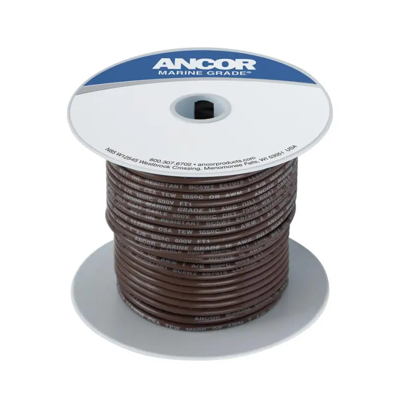 Spool of brown tinned copper wire for marine use, 14 AWG 2mm2 cable