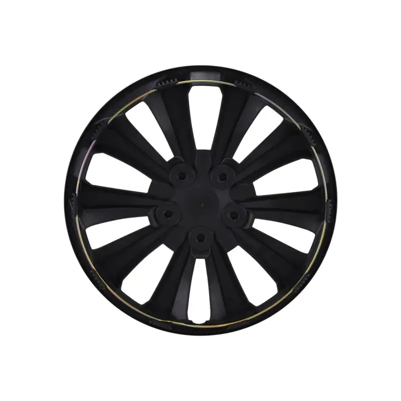 Glossy black 10-spoke 15-inch wheel from Coast2Coast Wheels, perfect set of 4 for enhanced vehicle aesthetics and performance.