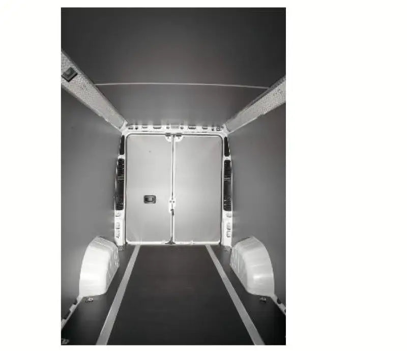 Empty van interior with Legend Fleet Duratherm ceiling liner kit installed