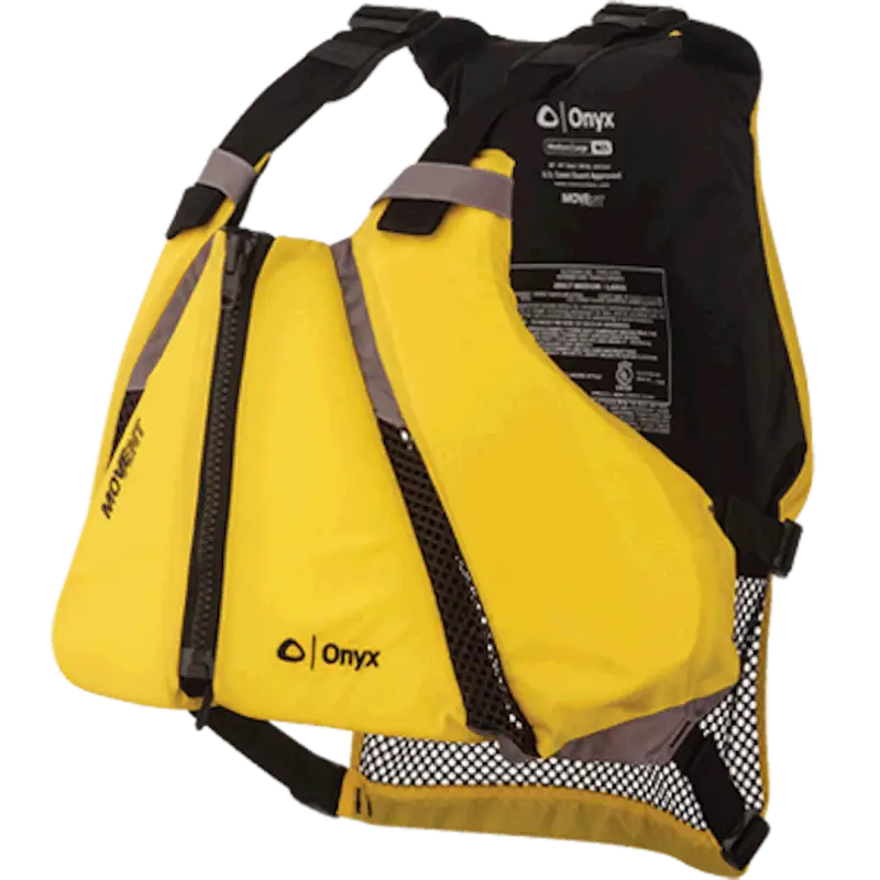 122000-300-040-14 Onyx Outdoor Movevent Curve Life Vest Ylw Med/Lg - Pfd - Personal Floatation Device