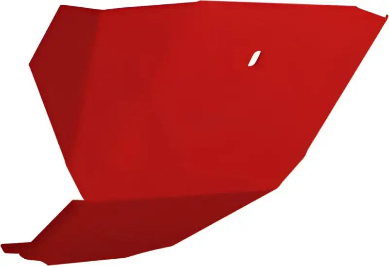 Red straightline abstract shape with white oval cutout for 182-113-Polaris Red bumper