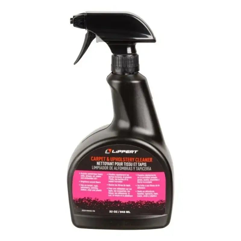 Black spray bottle of Lipp Carpet & Upholstery Cleaner Case for stain removal