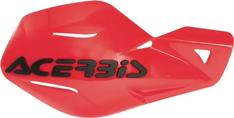 Red plastic motorcycle handguard from Uniko Handguards with mount kit for easy install