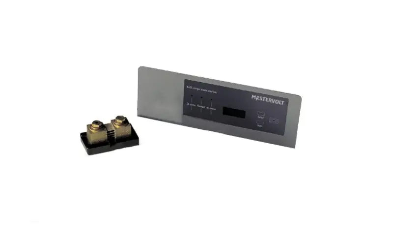Gray and black Mastervolt GMDSS interface with cover C1E and black shunt on control panel