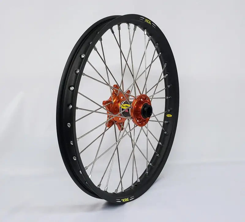 23-3106211 Pro-Wheel Wheel Front 1.60X21 Orange Hub Blk Rim/Sil Spoke/Sil Nipple - RV and Auto Parts