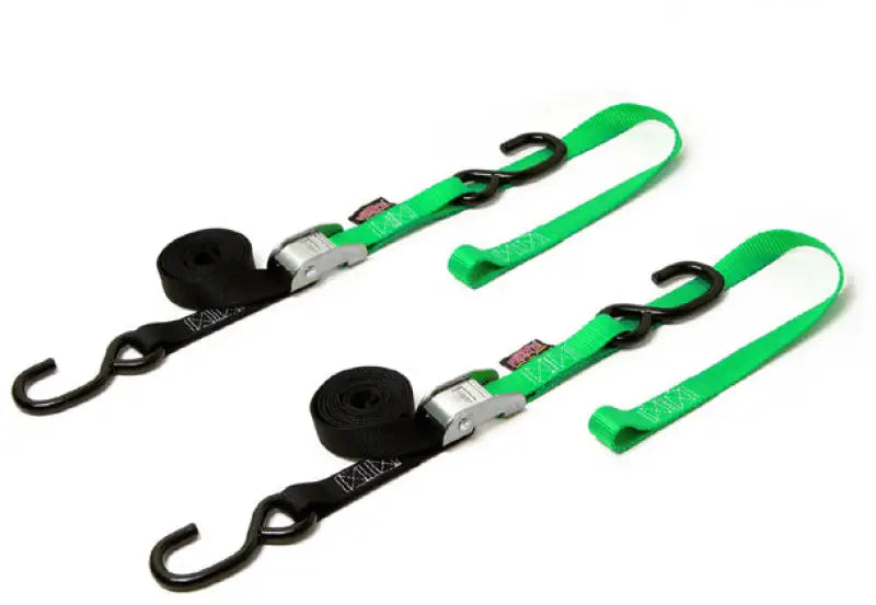 23625 Powertye Tie-Down Cam S-Hook Soft-Tye 1"X6' Black/Green Pair
