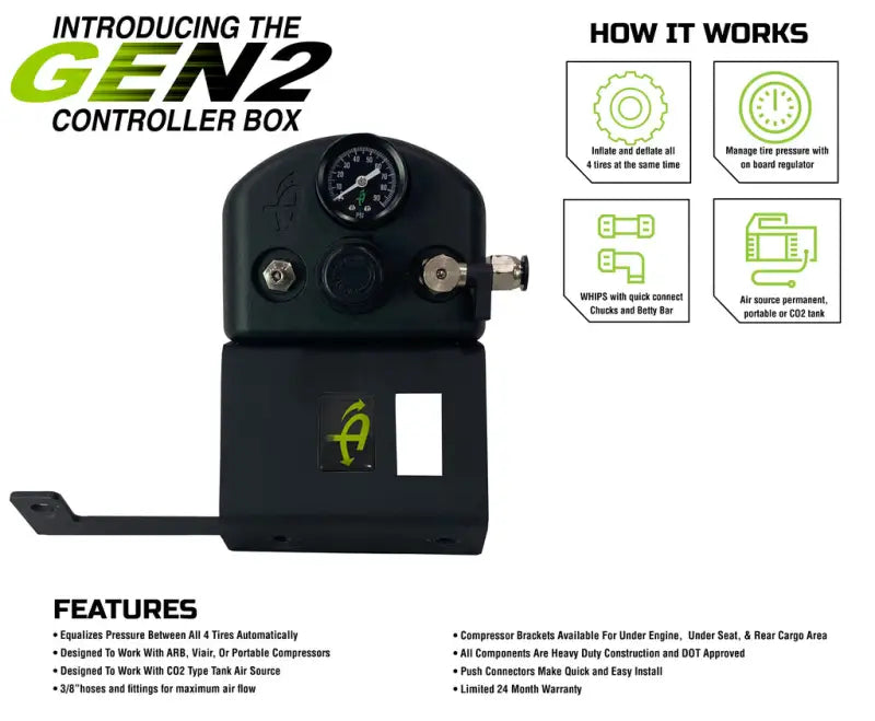 Black tire inflation controller box for Overland VCL tire maintenance system