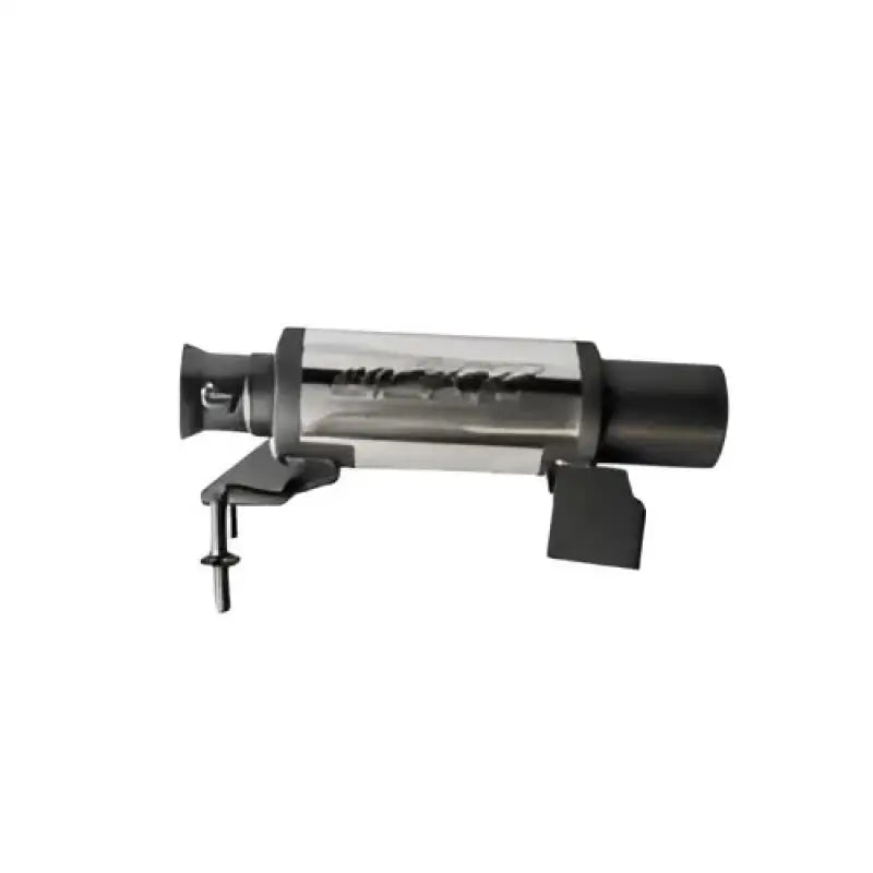 Metallic MBRP Silencer Race Stnls with black end caps and mounting bracket