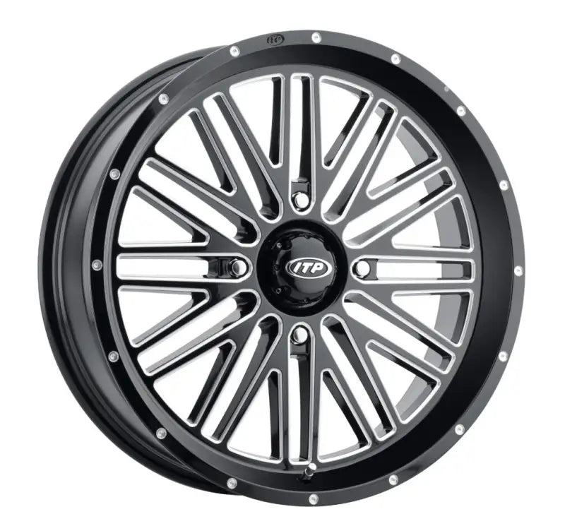 ITP Momentum Wheel Blk/Mac 24x6.5 4/156 4+2.5 (+10mm) for Powersports
