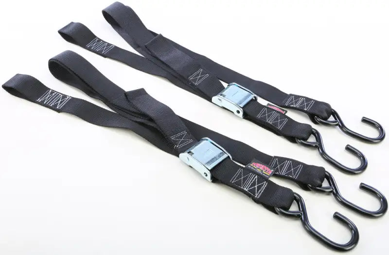 POWERTYE Tie Down Cam S Hook Soft Tye 1.5"X6' Black/Black Pair
