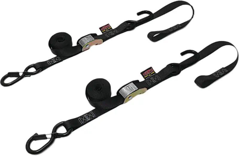 29622-S Powertye Tie-Down Cam Sec Hook Soft-Tye 1.5"X6' Black/Black Pair
