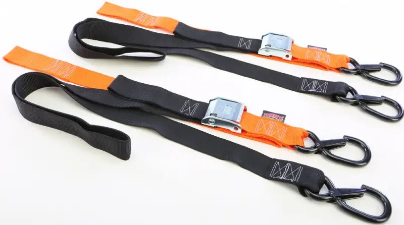 29629-S Powertye Tie-Down Cam Sec Hook Soft-Tye 1.5"X6' Black/Orange Pair