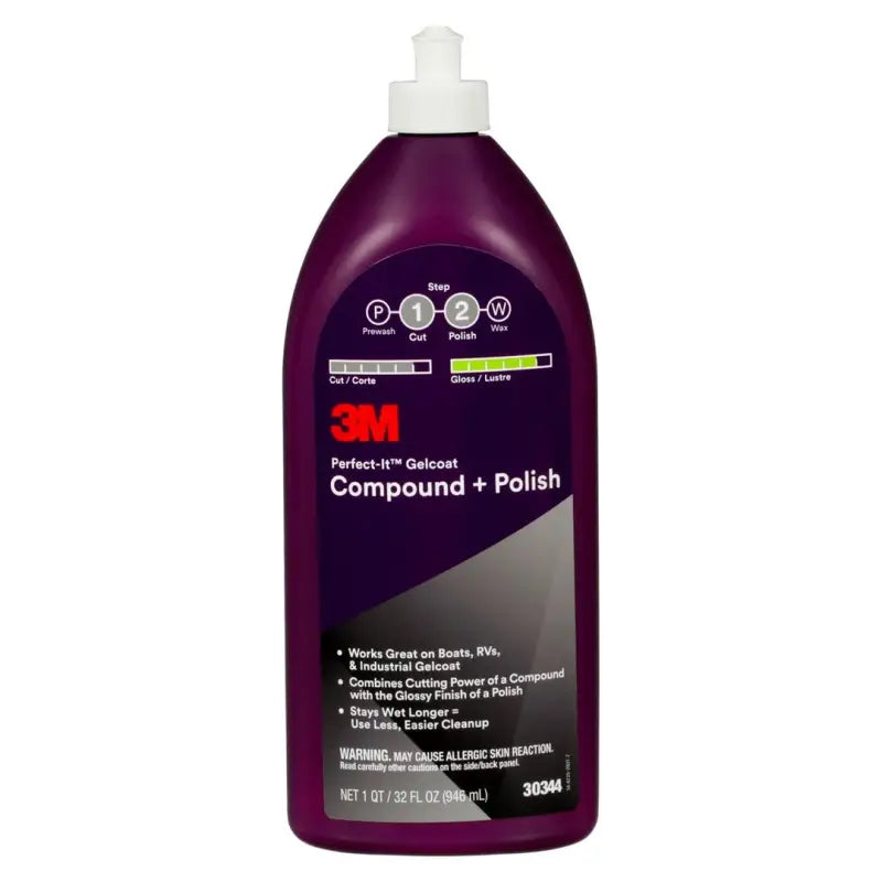30344 3M Part, Perfect-It Gelcoat Compound + Polish in a 32oz bottle, ideal for RV, Automotive, Powersports, off-road, marine, exterior, truck accessories, interior, truck bed, RV parts, Marine, AVADA - Best Sellers