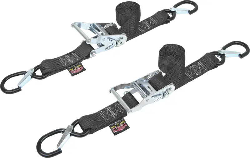 30572-S Powertye Tie-Down Ratchet Sec Hook 1.5"X6' Black Pair
