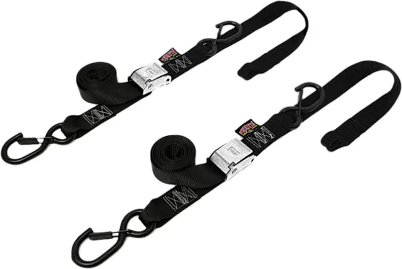 POWERTYE Tie Down Rat Sec Hook Soft Tye 1.5"X6.5' Black/Black Pair