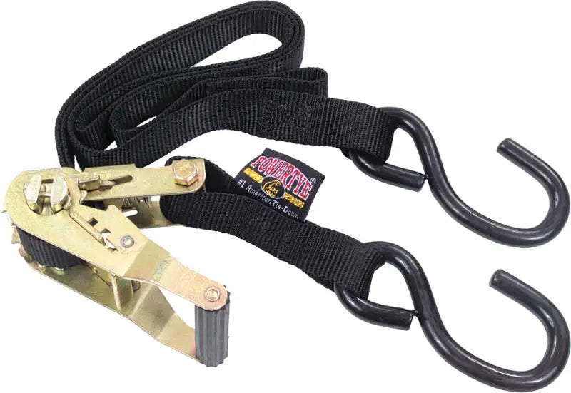 POWERTYE Tie Down Ratchet S Hook 1"X6' Black Pair