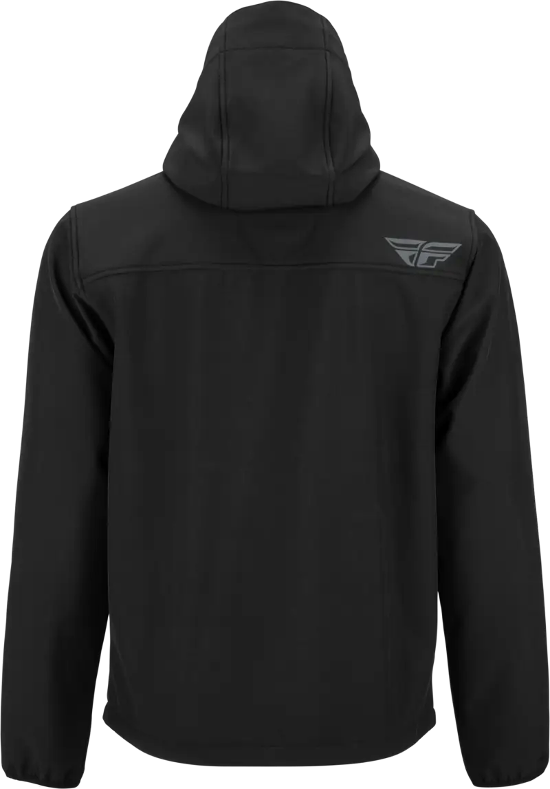 Black hooded checkpoint jacket with cinch-cord adjustment, style 354-63853X