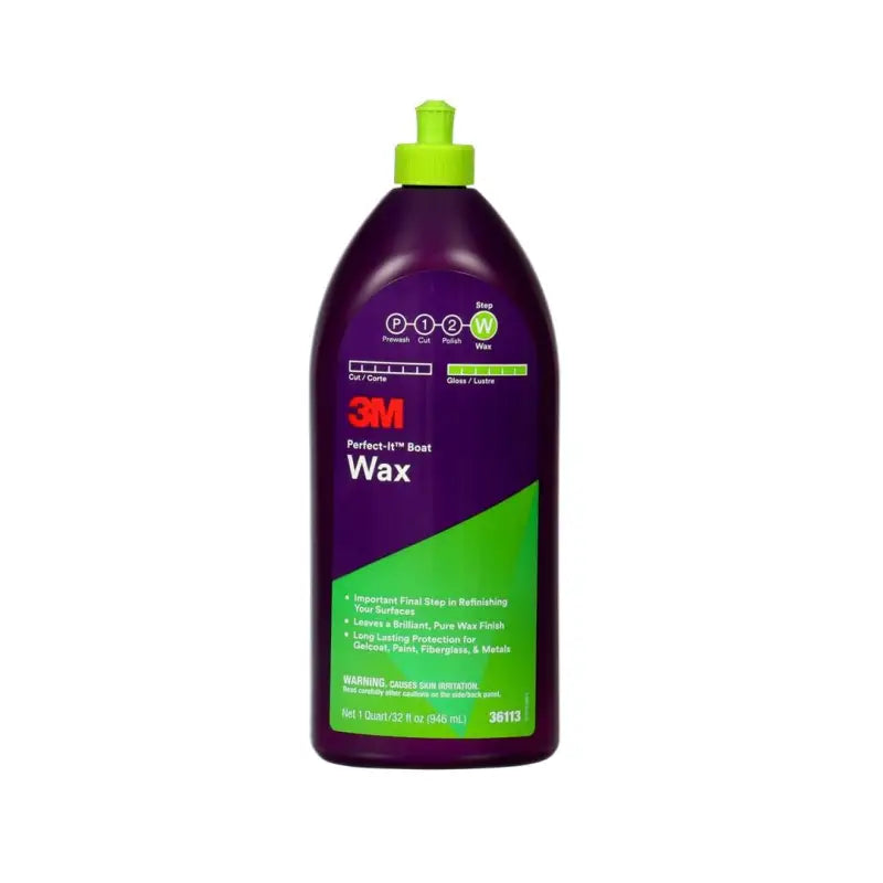 3M Perfect-It Boat Wax Qt 6 bottle, featuring superior protection and brilliant shine for boats, ideal for Marine and exterior surfaces, RV, Automotive, Powersports, off-road, truck accessories, interior, truck bed, RV parts, Marine, AVADA - Best Sellers