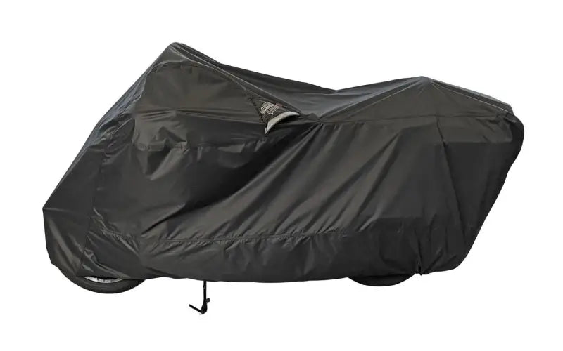 Covered motorcycle with Weatherall Plus Ratchet for extra protection in black