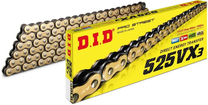 D.I.D 525VX3G110FB Chain 525vx3 110l Gold/Black