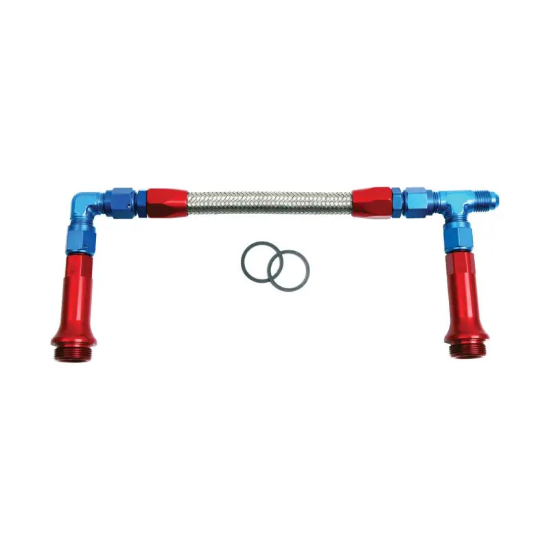 Braided fuel line with fittings and O-rings for dual inlet Holley 4150 carbs