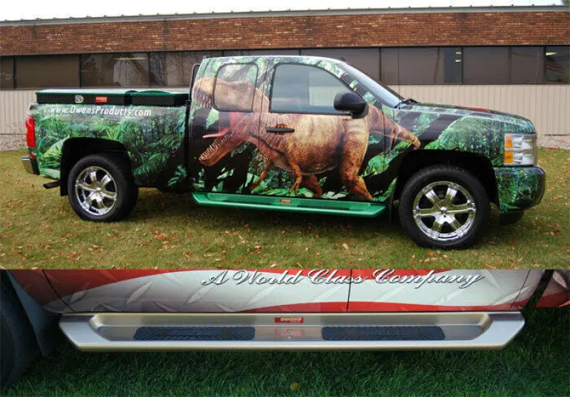 2015 Chevrolet Silverado with dinosaur wrap on Owens Premier Grip RB bracket