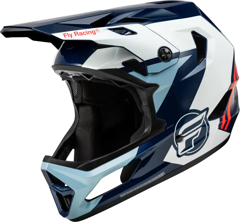 Blue white and light blue full-face youth rayce helmet with visor 73-3612YS