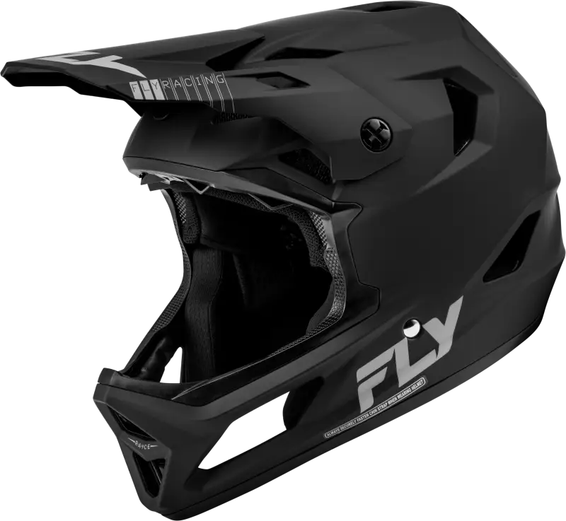 Black full-face youth Rayce helmet shown in 73-3613YM Youth Rayce helmets Matte Black YM