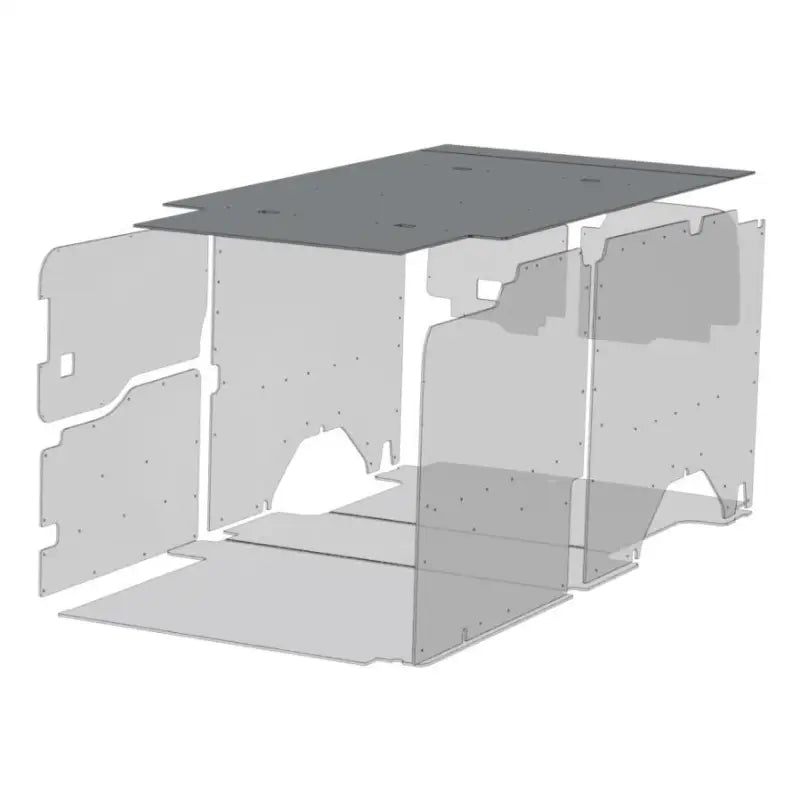 Exploded view of van interior paneling showing Legend Fleet Duratherm ceiling liner