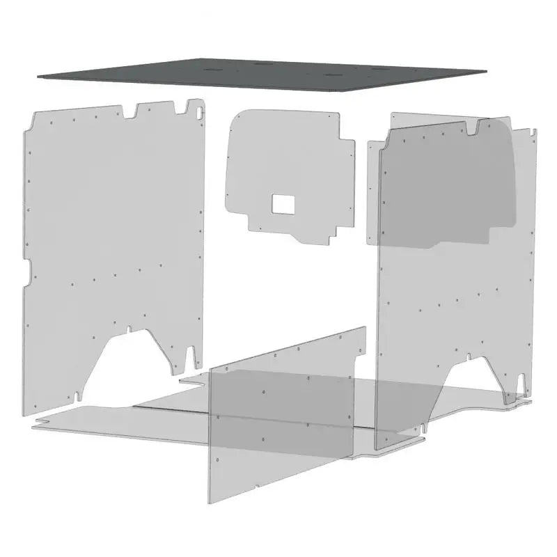 Exploded view of Van interior paneling with Legend Fleet Duratherm ceiling liner