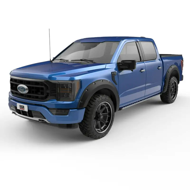 Blue Ford F-150 with EGR bolt-on look fender flare set