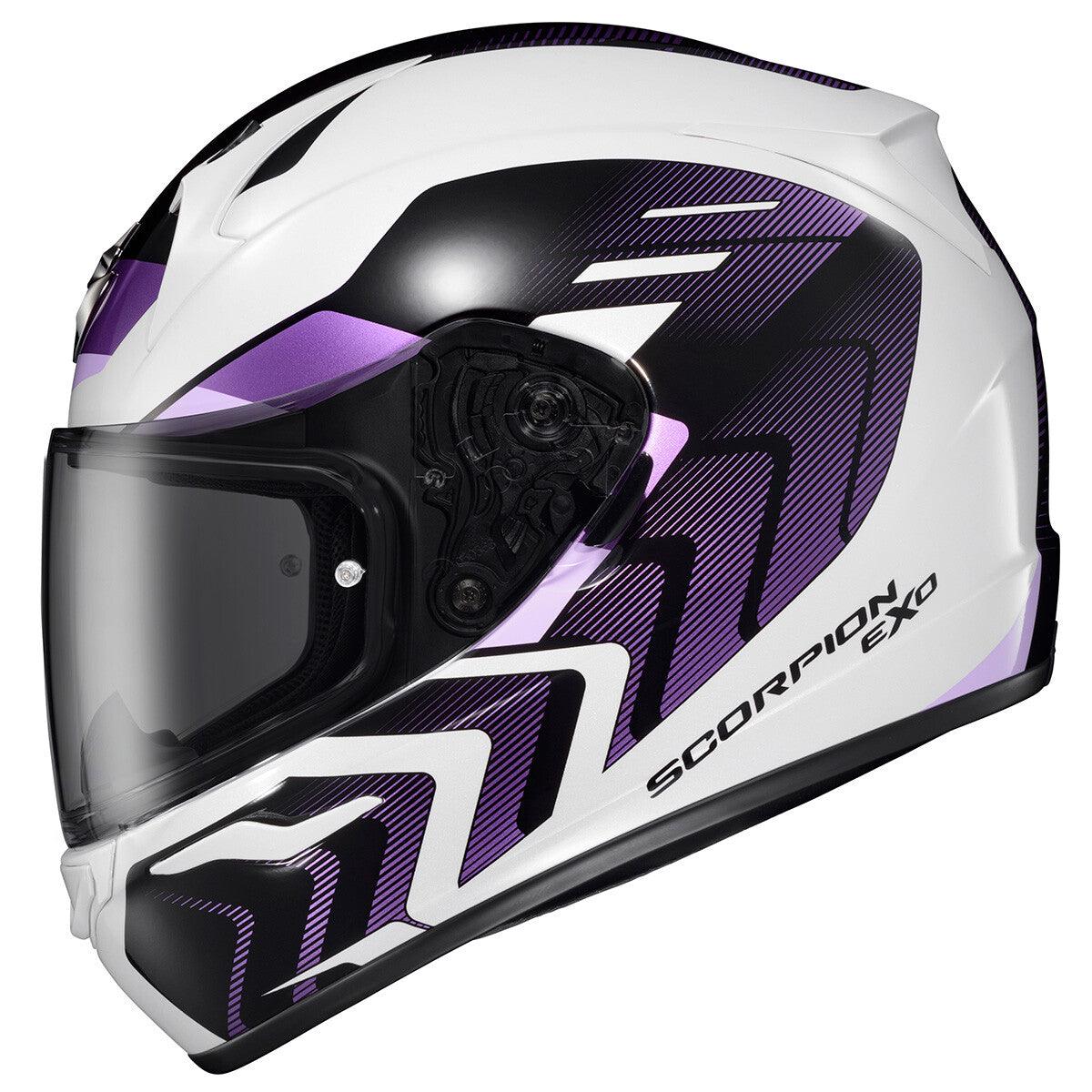 32-4044 Scorpion Exo Exo-R320 Full-Face Helmet Alchemy White/Purple Md - RV and Auto Parts