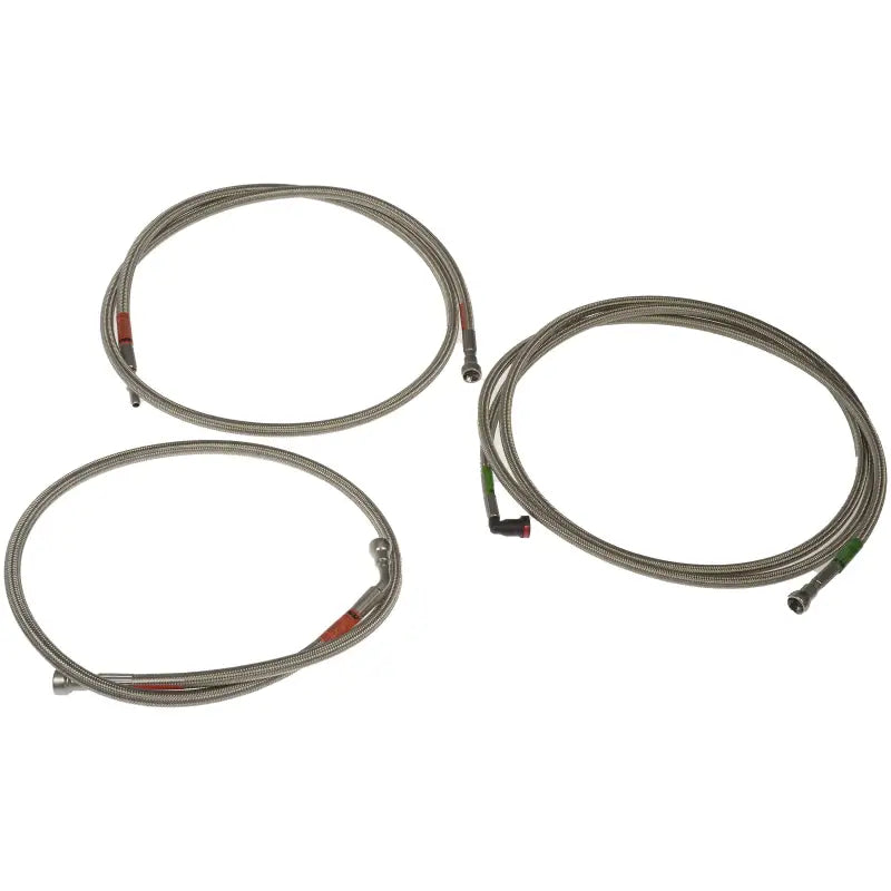Three braided stainless steel fuel lines for durable braided fuel line performance