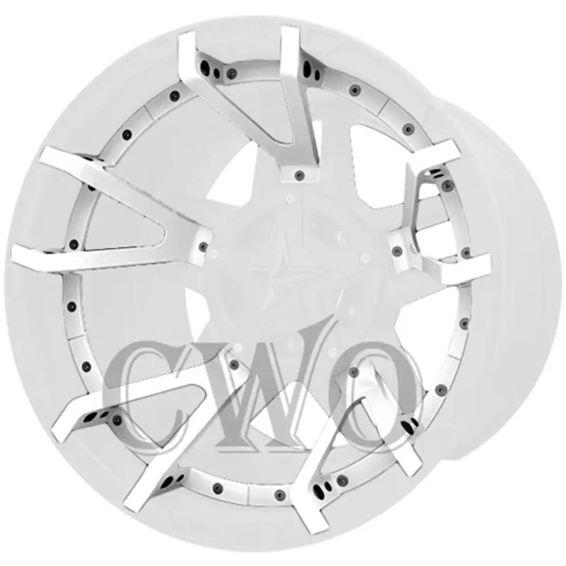 Silver car wheel rim featuring split spoke design from Wheel Pros 827SS220-BL