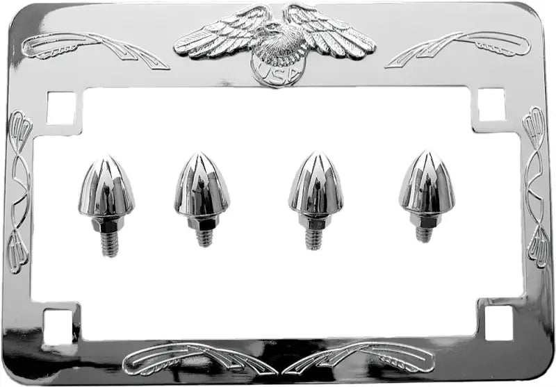 86-42640 Eagle License Frame Chrome W/Bullet Bolts