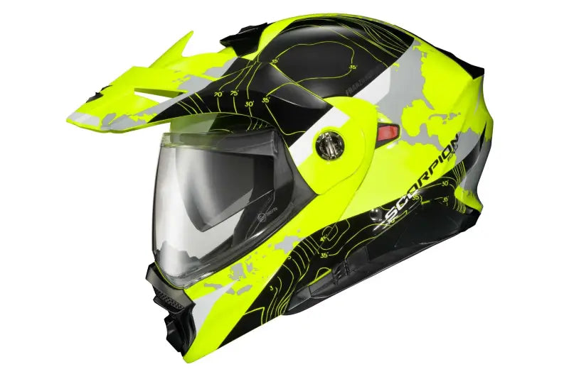 SCORPION EXO 96-1055 Exo At960 Modular Helmet Topographic Hi Vis/Black Lg