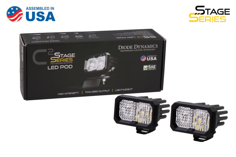 Diode Dynamics Stage Series 2 In LED Pod Sport - White Combo Standard ABL (Pair) - DD6388P