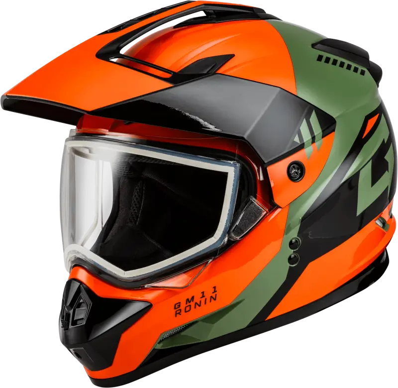 A11151186 Gmax Gm-11 Ronin Helmet Orange/Green/Black Lg - RV and Auto Parts