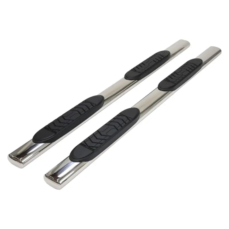 Chrome side step bars with black pads for Jeep Gladiator A7099S Trailfx Oval Str