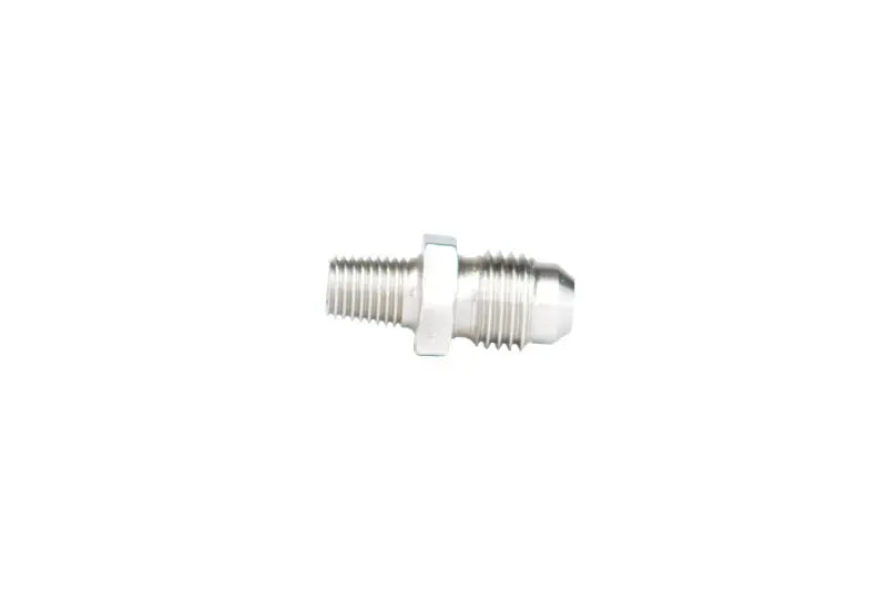 Silver metal threaded boost fitting with flare SS vacuum and 1/16in NPT threading