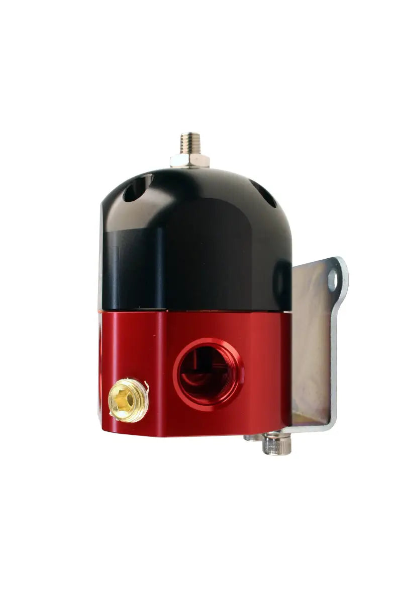 Aeromotive A1000 Carbureted Bypass Regulator - 2-Port, adjustable from 3-15 PSI, featuring ORB-10 inlet port and ORB-08 return port, perfect for naturally aspirated or blow-through supercharged engines.
