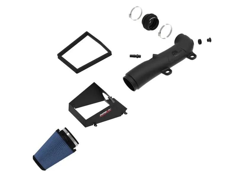 Exploded view of afe rapid induction pro cold air intake system for 18-21 Jeep Wrangler