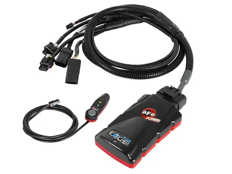 Automotive performance tuner with wiring harnesses for Ford Explorer Afe Scorcher Blue module