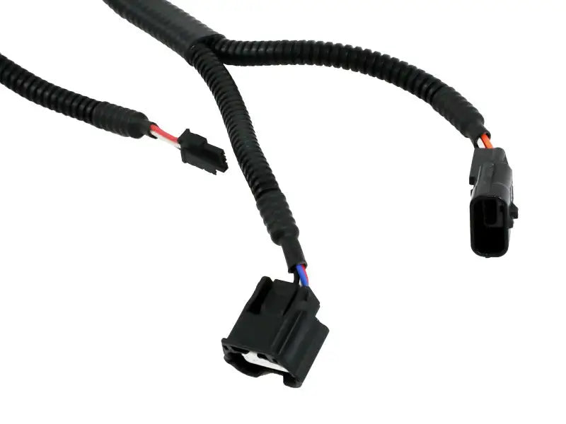Black corrugated electrical wire harness with connectors for aFe Scorcher GT Module Subaru Outback