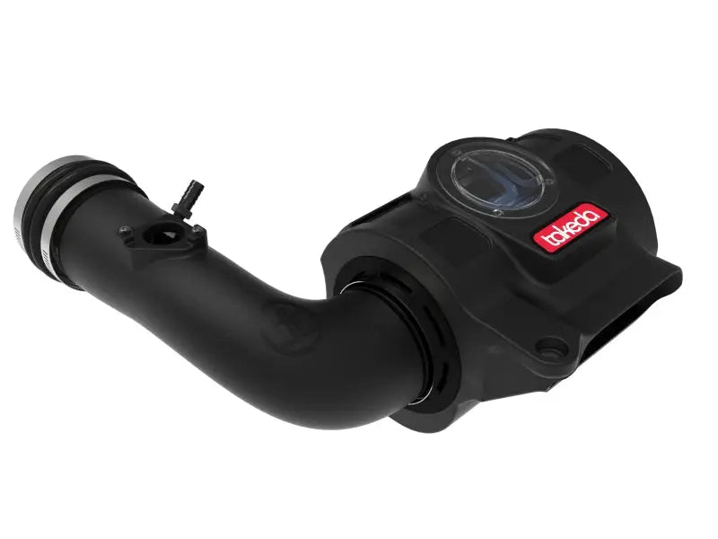 aFe Takeda Momentum Pro 5R Cold Air Intake System for 22-23 Subaru BRZ/Toyota GR86 showcasing its smooth, sealed housing with a clear sight window and durable black intake tube.