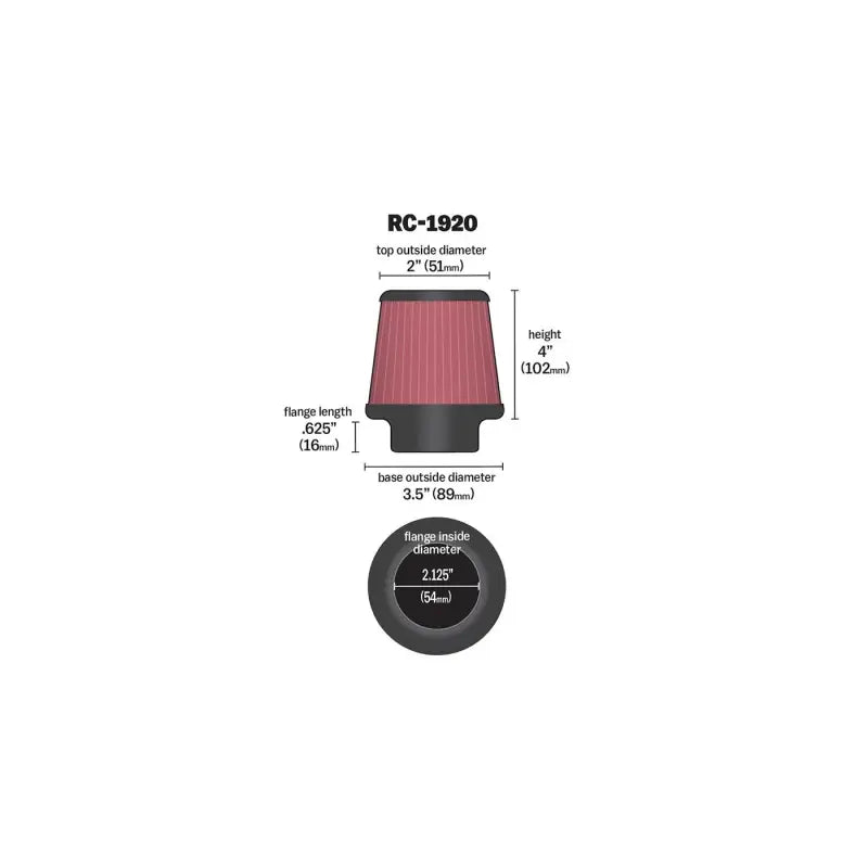 Air Filter Universal 54mm Flange